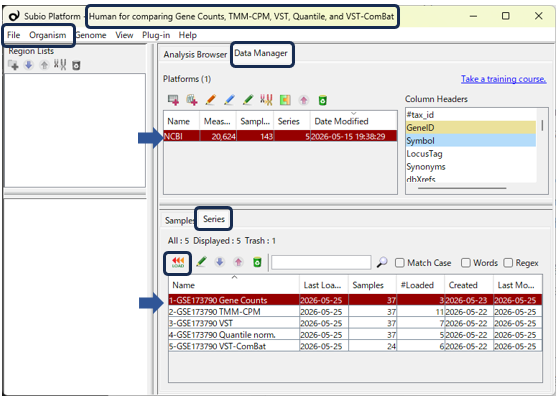 Data Manager Tab after importing the SOA file