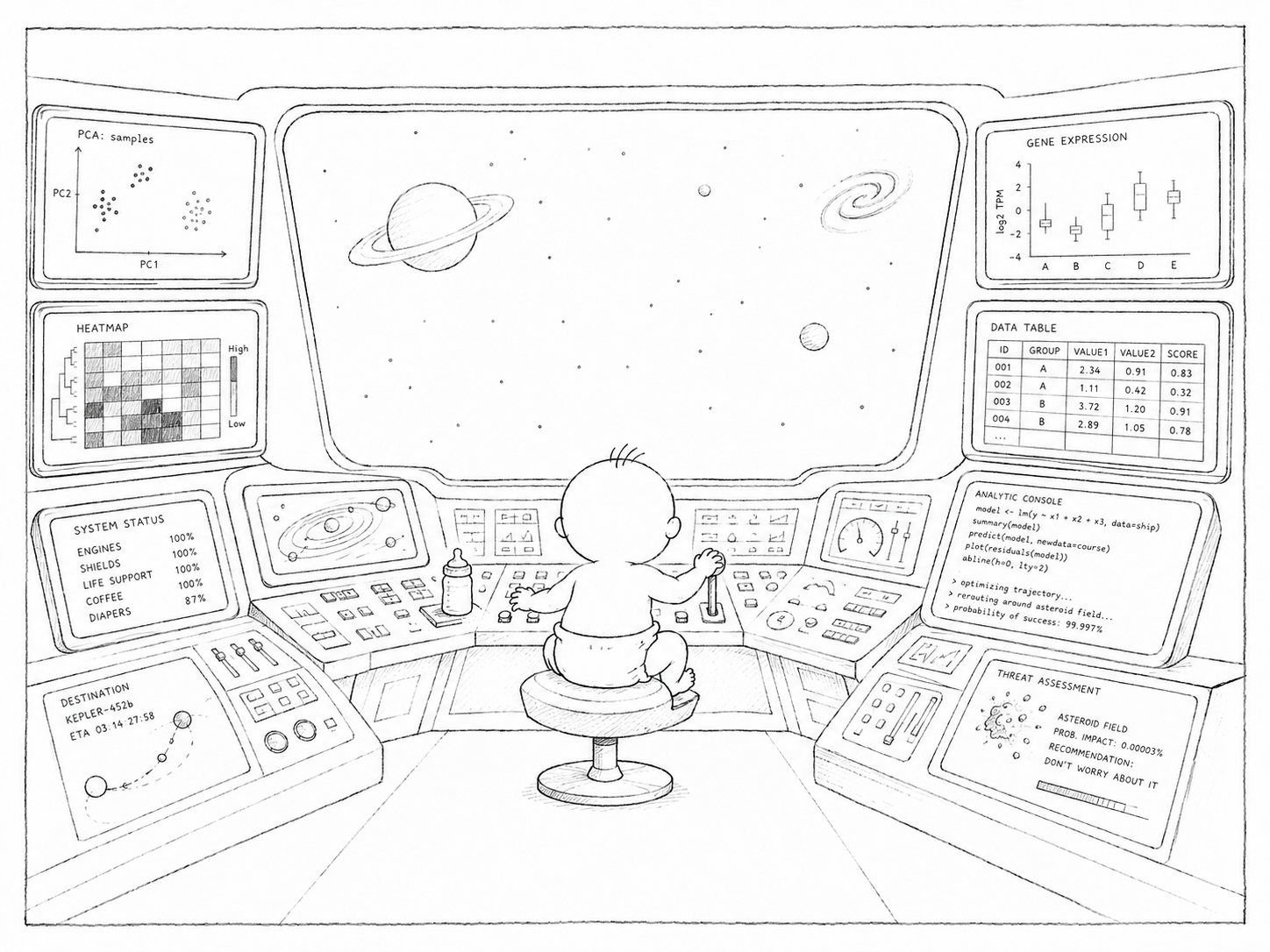 ai agent baby controlling spaceship