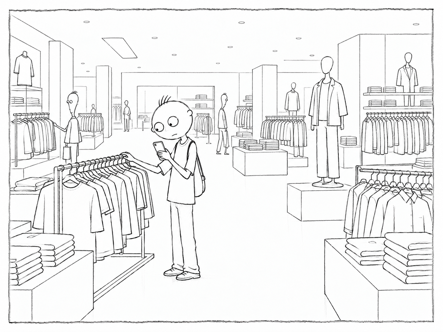 Shopping With Smartphone In Vacant Store